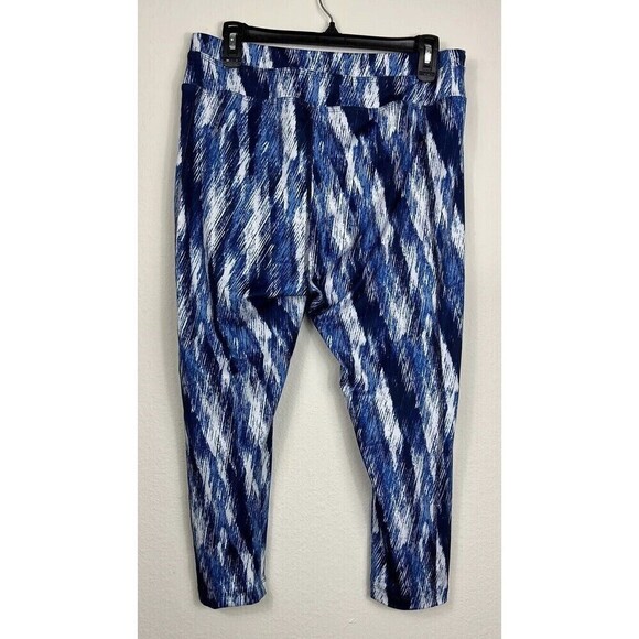 FullBeauty Sport Athletic Blue & White Stretch Capri Leggings Plus Size 14/16 - Picture 2 of 9